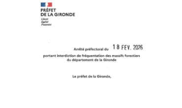 Arrêté portant interdiction de fréquentation des massifs forestiers 18 février 2026