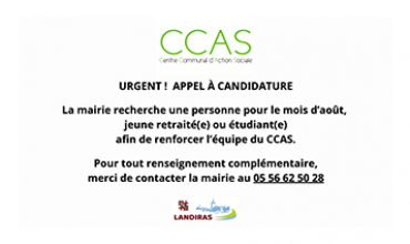 CCAS URGENT | APPEL À CANDIDATURE