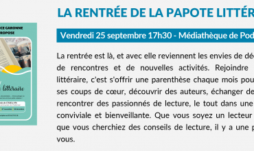 LA RENTRÉE DE LA PAPOTE LITTÉRAIRE